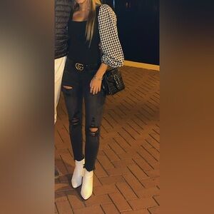 Gingham long sleeve top